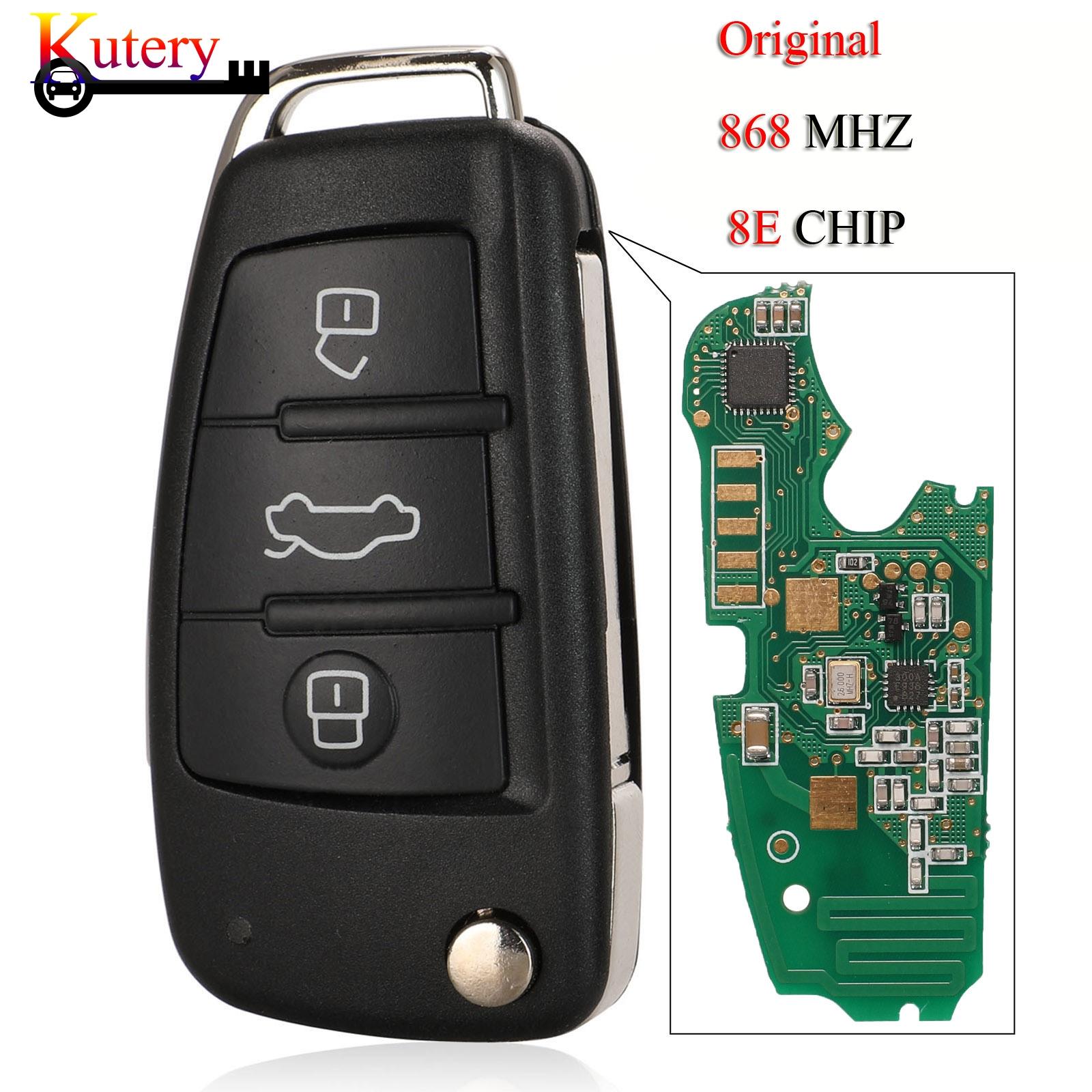 Изображение товара: Оригинальный складной дистанционный ключ Kutery для автомобиля Audi A6L Q7, 3 кнопки, чип 8E, 868 МГц, модуляция FSK, 4F0837220R/AD