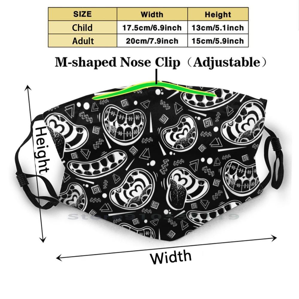 Изображение товара: Так мушка! (Белая линия работы) многоразовая маска с принтом рта Pm2.5 фильтр маска для лица детская маска для рта маска с мультяшными линиями