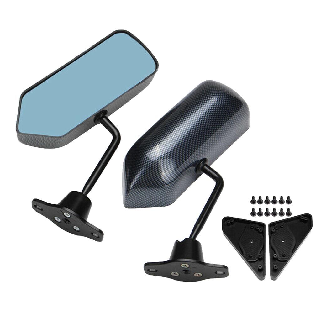 Изображение товара: F1 Style Side Mirrors with Blue Glass Brackets Included Carbon Fiber Look Finish