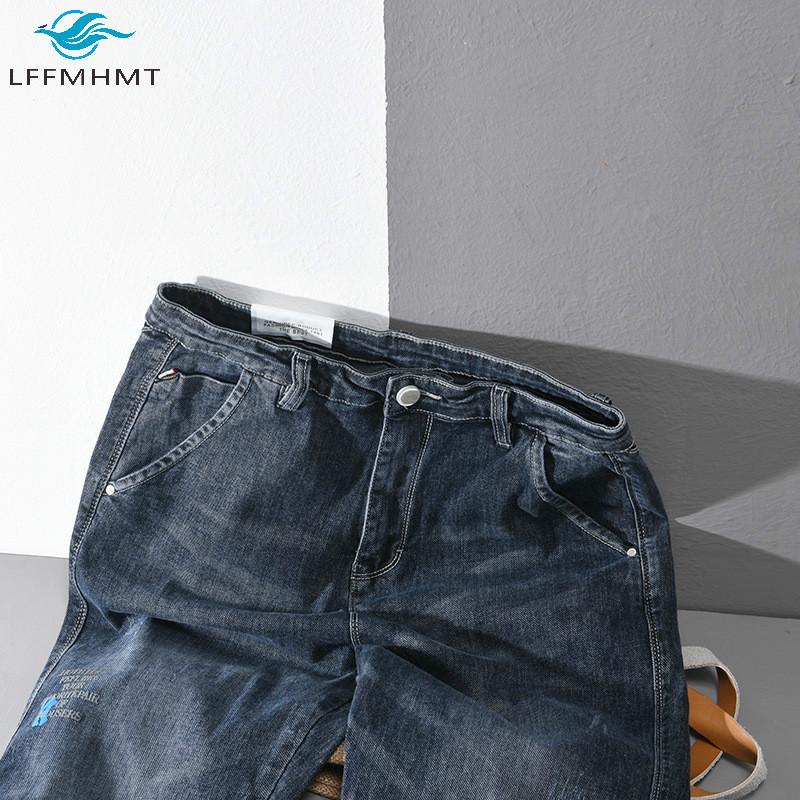 Изображение товара: Джинсовые брюки мужские с буквенным принтом, модная уличная одежда свободного покроя, винтажный Модный комбинезон из денима, повседневные штаны, на осень