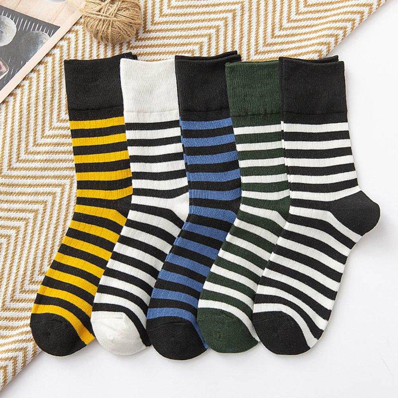 Изображение товара: Забавные милые японские школьные хлопковые свободные полосатые носки в стиле Харадзюку для девочек; Цветные женские дизайнерские носки в стиле ретро; Цвет желтый, белый