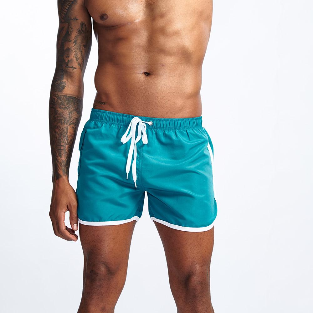 Изображение товара: Мужские пляжные шорты для плавания, на шнурке, быстросохнущие шорты для купания с карманом, для бега, тренировок, спорта, лето 2021