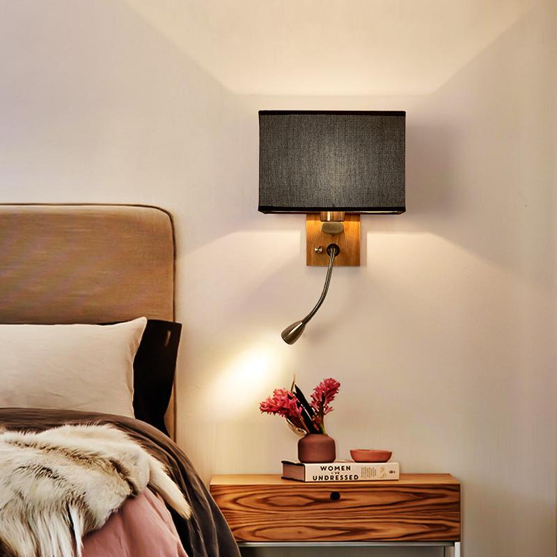 Изображение товара: Прикроватная Светодиодная лампа для чтения с крестообразным зеркалом, современный простой настенный светильник из ткани для спальни, гостиничного номера
