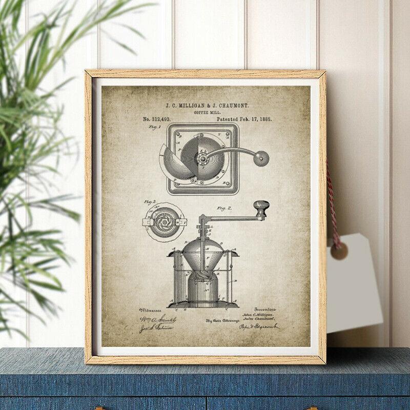 Изображение товара: Винтажный постер для приготовления кофе, печать, кофейный Перколятор и кофейные зерна, Картина на холсте, типы кофейной комнаты, Декор, Настенная картина