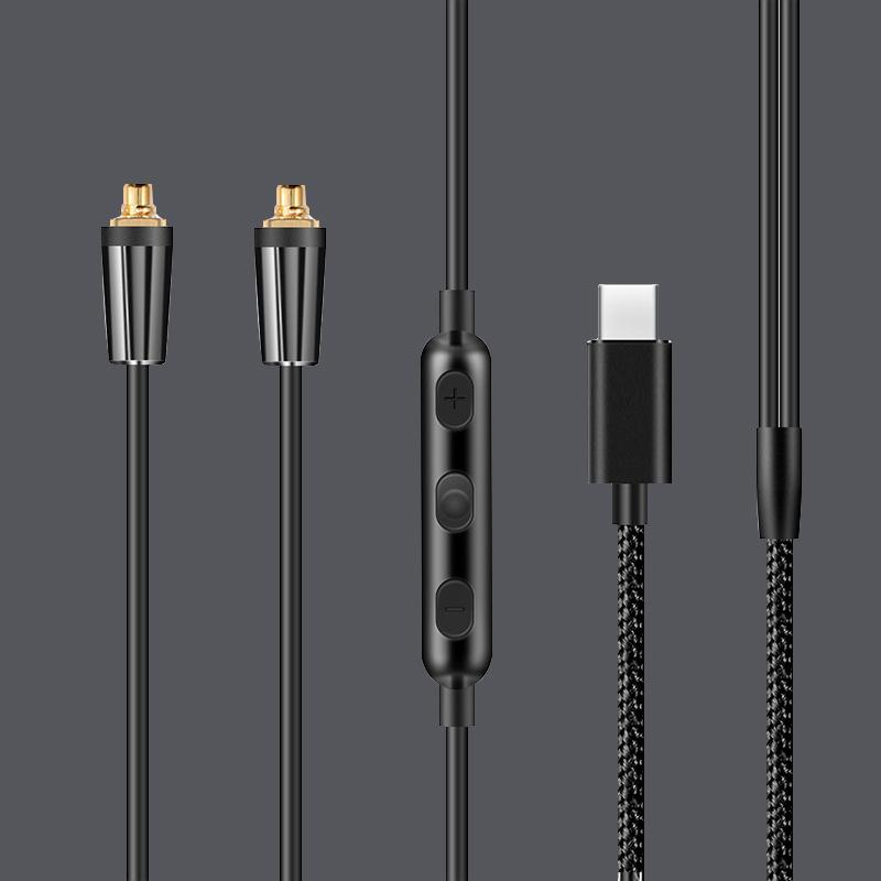 Изображение товара: Сменный аудиокабель MMCX TYPE-C с регулятором громкости, Hi-Fi кабель для наушников для Shure SE215 SE315 SE535 SE846