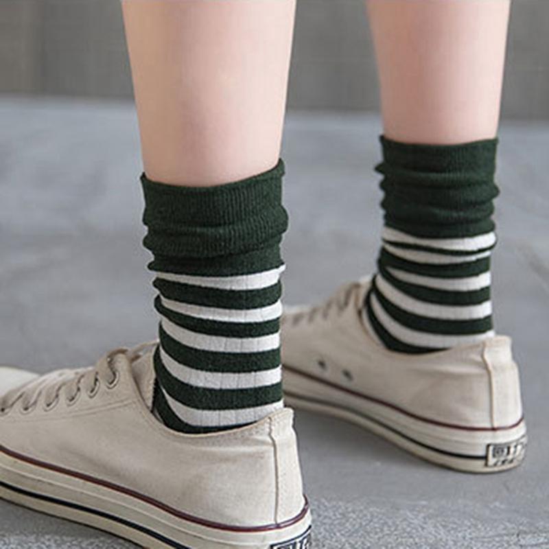 Изображение товара: Женские хлопковые носки в полоску, дышащие хлопковые носки в стиле Харадзюку