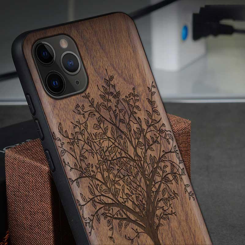 Изображение товара: Чехол из орехового дерева для IPhone 11 Pro, резной бампер из ТПУ, деревянный чехол для IPhone 11 Pro Max, защитный чехол