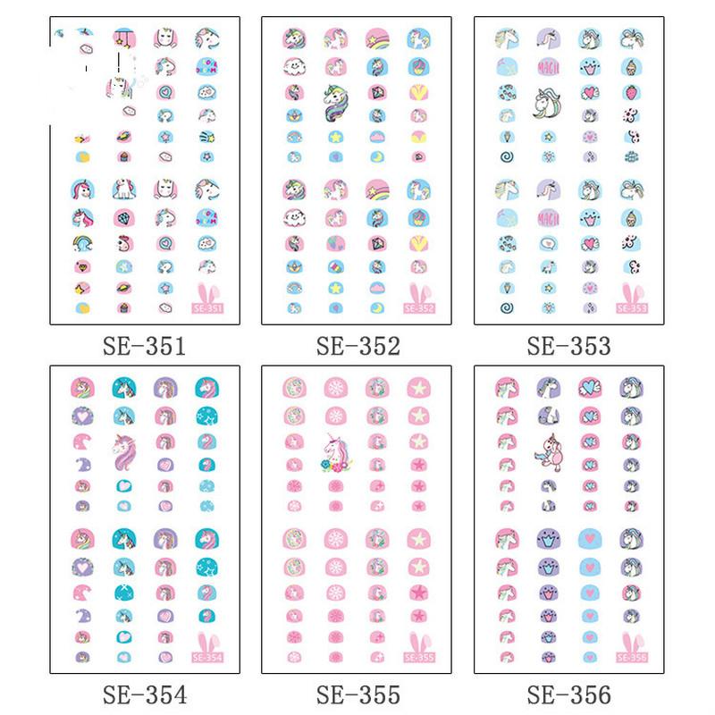 Изображение товара: 120*75 мм, детские наклейки для ногтей, все наклейки, оригинальный мультяшный единорог, наклейки для ногтей, милые наклейки для ногтей для мальчиков и девочек