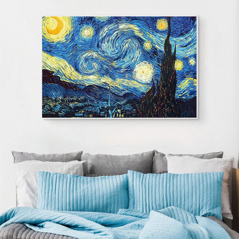 Изображение товара: Ван Гог Звездная ночь абстрактный пейзаж холст постер картина маслом Художественная печать постер Современная Настенная картина для декора гостиной