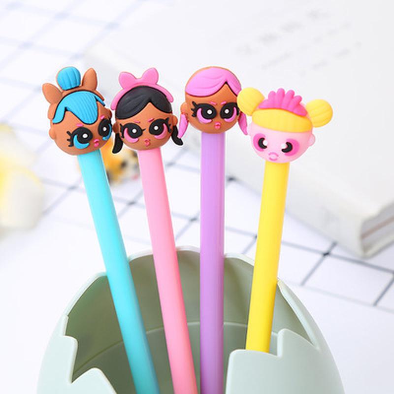 Изображение товара: Кукольная гелевая ручка, новинка, Мультяшные милые ручки, корейские канцелярские принадлежности, крутые ручки 0,5 мм, черные чернила, кавайная ручка, милые канцелярские принадлежности