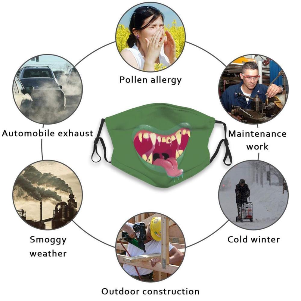Изображение товара: Маска с открытым ртом и языком для Хэллоуина, многоразовая маска с принтом монстров для взрослых и детей, фильтр Pm2.5, маска для лица для детей