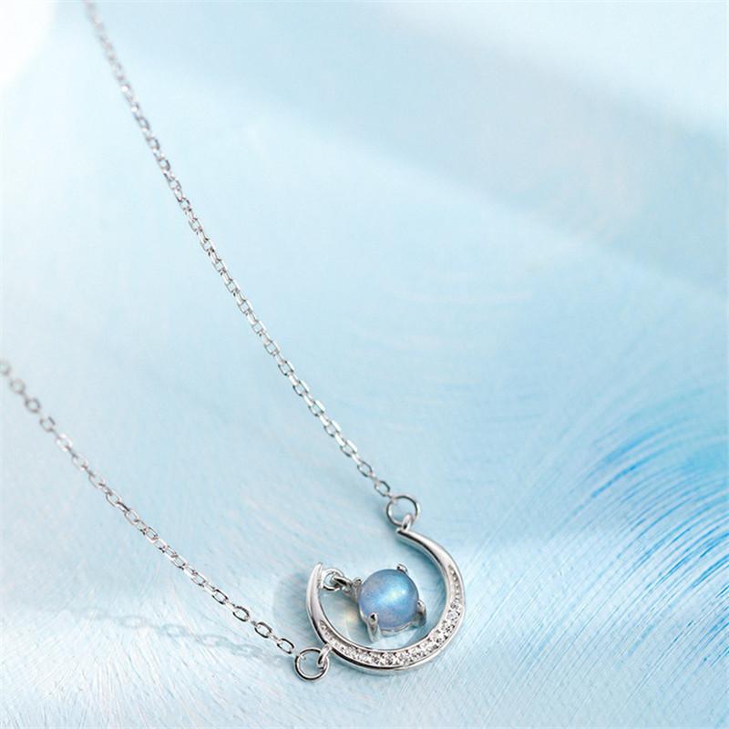 Изображение товара: Ожерелья с Лунной звездой, подвески с лунным камнем для женщин, модные ювелирные изделия, посеребренный чокер, дизайн, подарок на вечеринку, цепочка, ожерелье