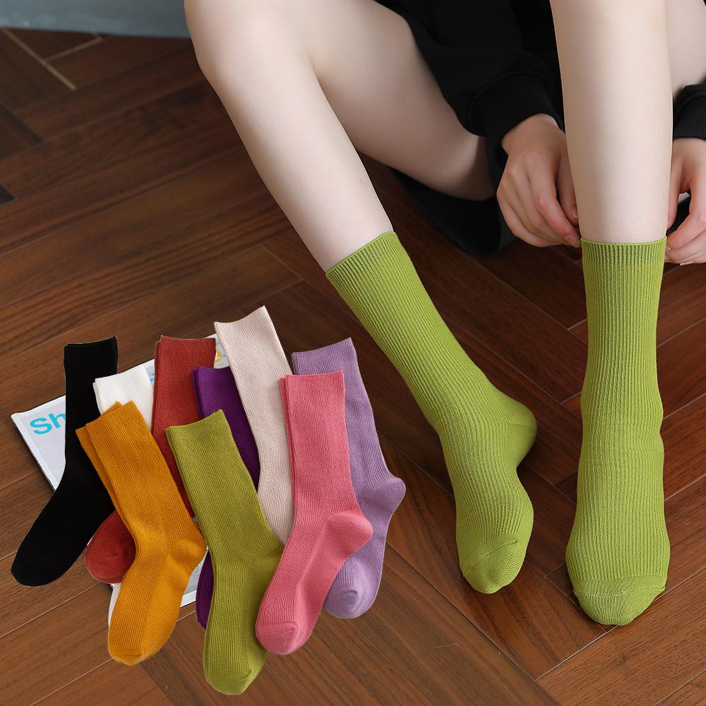 Изображение товара: Женские носки Salina, зимние и весенние носки из чесаного хлопка, удобные короткие однотонные повседневные модные спортивные носки