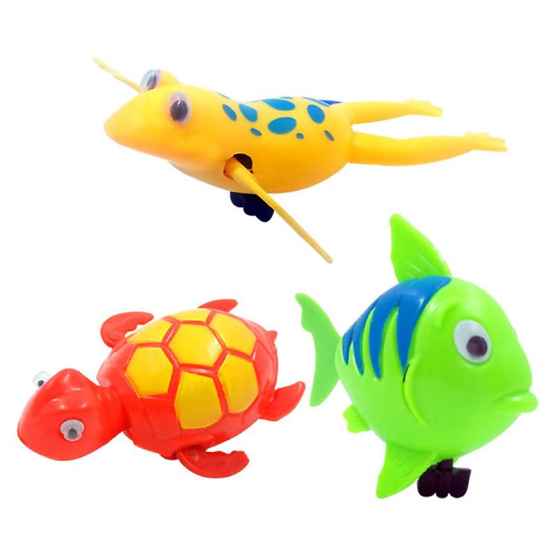 Изображение товара: Детская заводная игрушка для ванной, пластиковая водная игрушка для бассейна, ванной, тропическая черепаха, лягушка, рыба, заводная игрушка 03