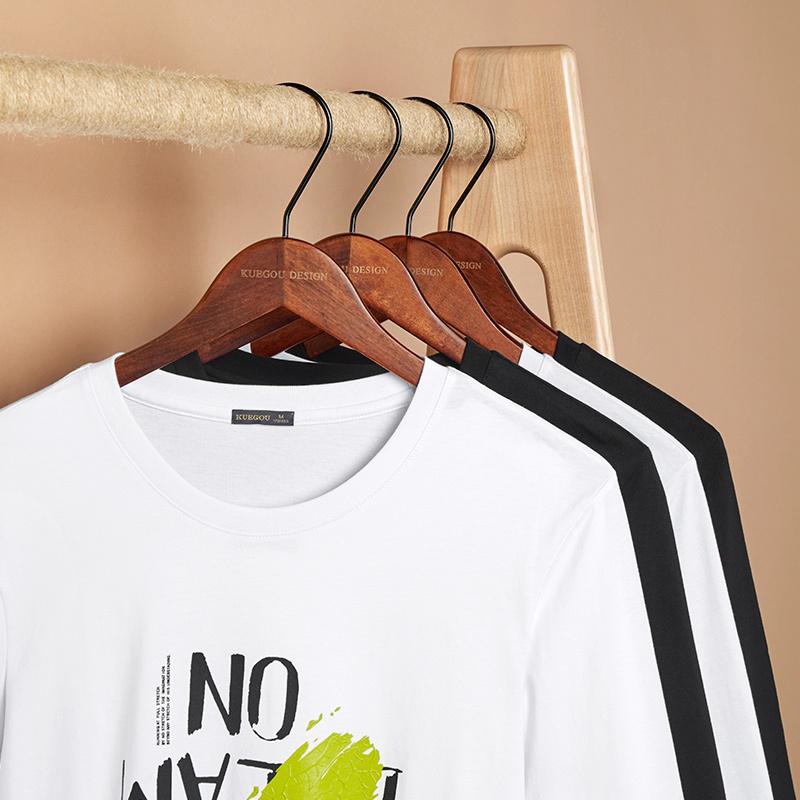 Изображение товара: KUEGOU 2022 Весна 100% хлопок печать белая футболка мужская футболка брендовая футболка с длинным рукавом футболка для мужчин размера плюс Топы 88029