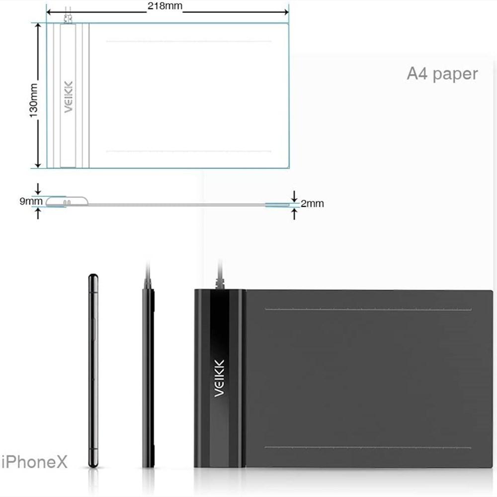 Изображение товара: Графический планшет VEIKK S640, ультратонкий планшет 6x4 дюймов с пассивной ручкой, 8192 уровней нажатия