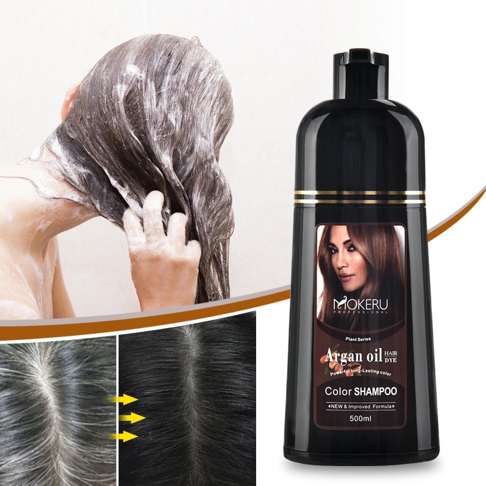 Изображение товара: 500 мл натуральная краска для волос эссенция арганового масла постоянный шампунь краска для волос крем покрывает седые волосы для женщин мужчин уход за волосами