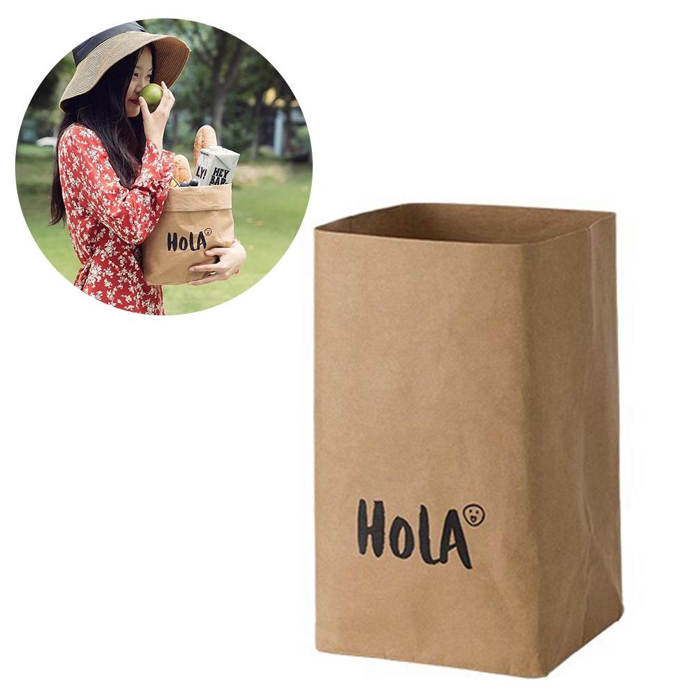 Изображение товара: Кухонный Органайзер, пакет из крафт-бумаги, контейнер для фруктов и хлеба, моющийся контейнер для хранения без отходов, износостойкий цветочный горшок
