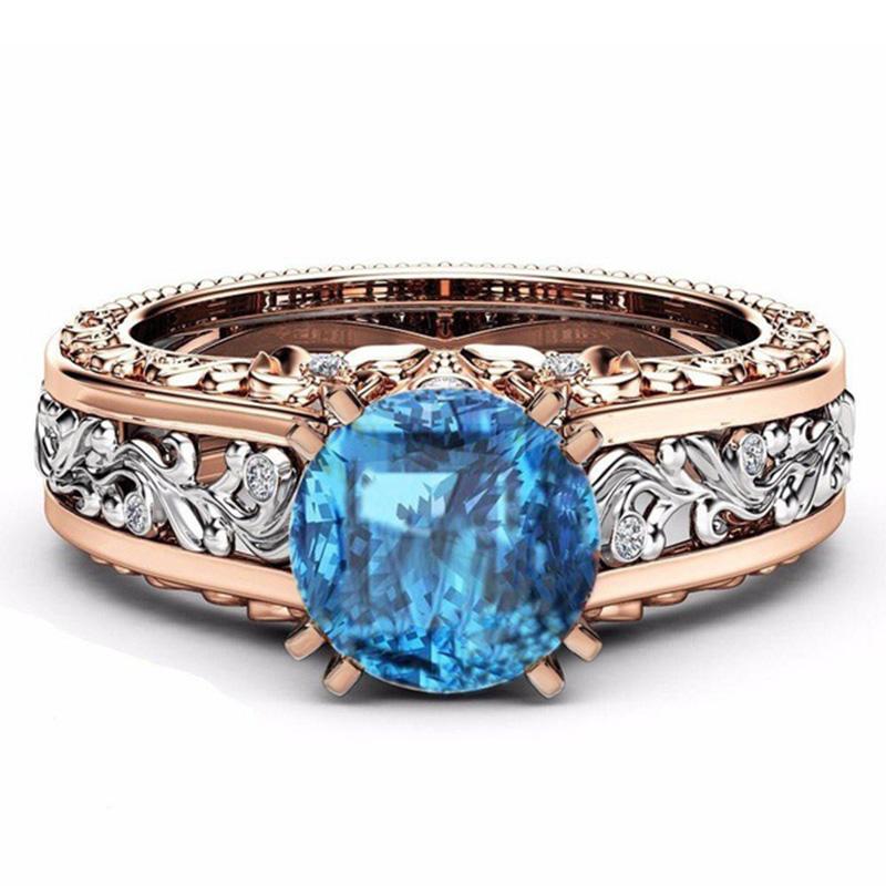 Изображение товара: Milangirl роскошное цветочное кольцо для женщин с 10 мм круглой огранкой из Кубического циркония Романтические Свадебные обручальные кольца ювелирные изделия # 5-11Size