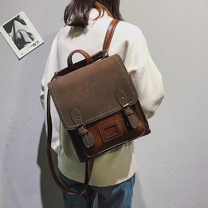 Изображение товара: Винтажный женский рюкзак из искусственной кожи, рюкзаки в стиле преппи, женская модная школьная сумка, рюкзак для колледжа, женские сумки на плечо, рюкзаки