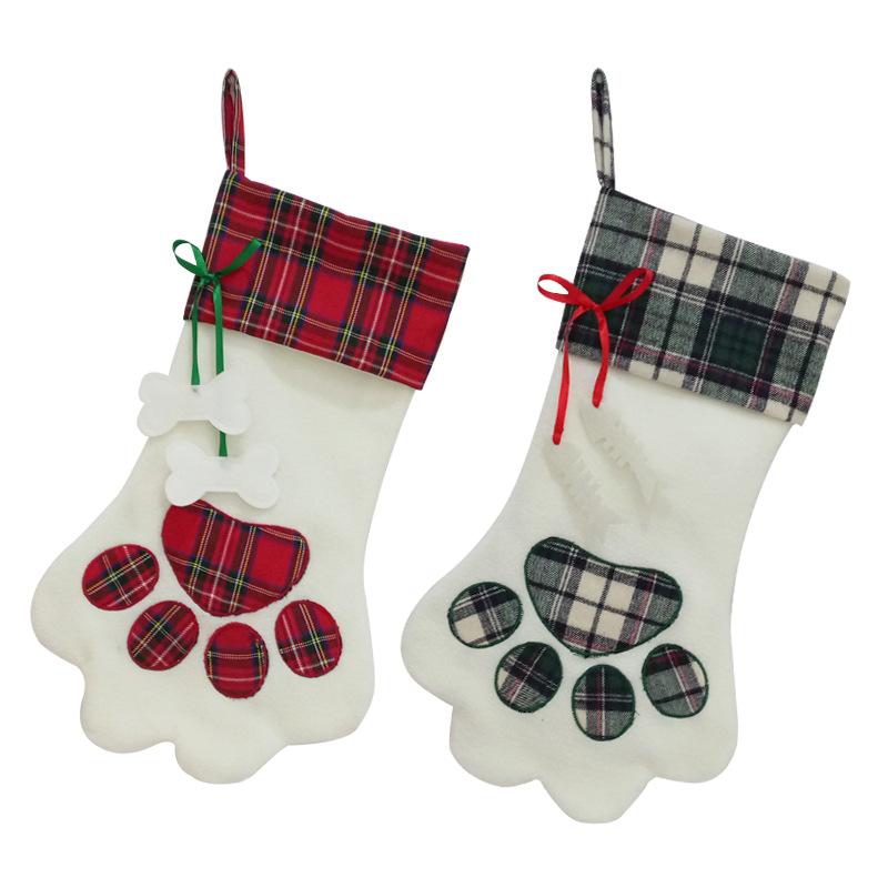 Изображение товара: Рождественские носки Подарочный пакет 2021 новый пользовательский кулон в форме собачьей лапы рождественские украшения Поставки мешок конфет