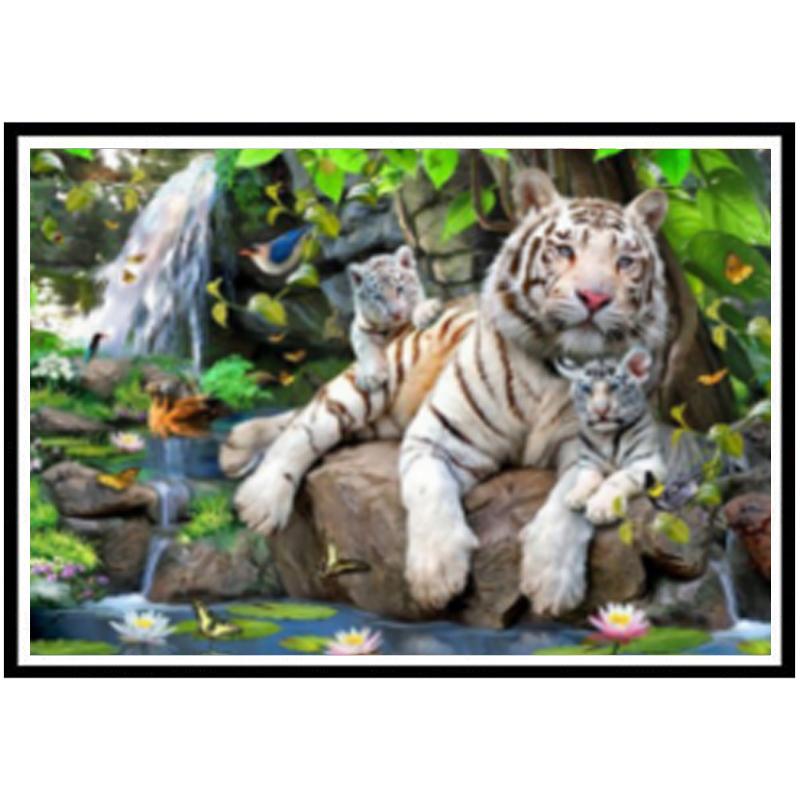 Изображение товара: Алмазная живопись ручной работы 5D, вышивка крестиком, мультяшное животное, тигр, круглые наклейки на стену, дизайн ручной работы