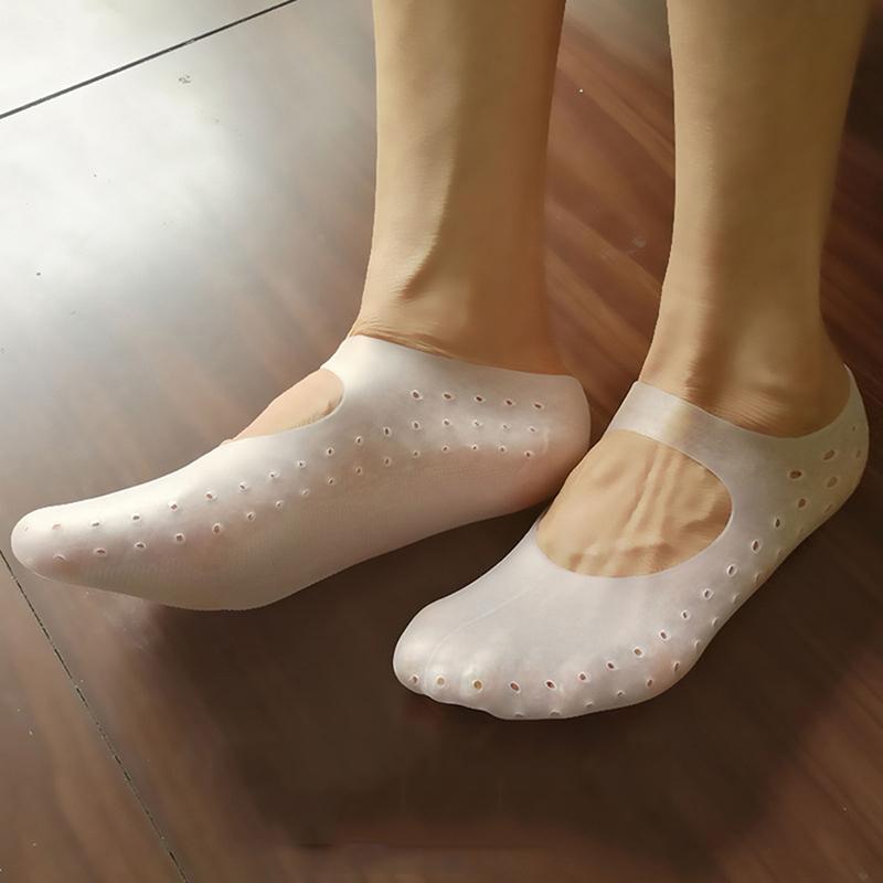 Изображение товара: Высококачественные силиконовые увлажняющие носки, против растрескивания, дышащие, с поддержкой стопы, для спа, Защита ног, гелевый вкладыш, стельки, 1 пара