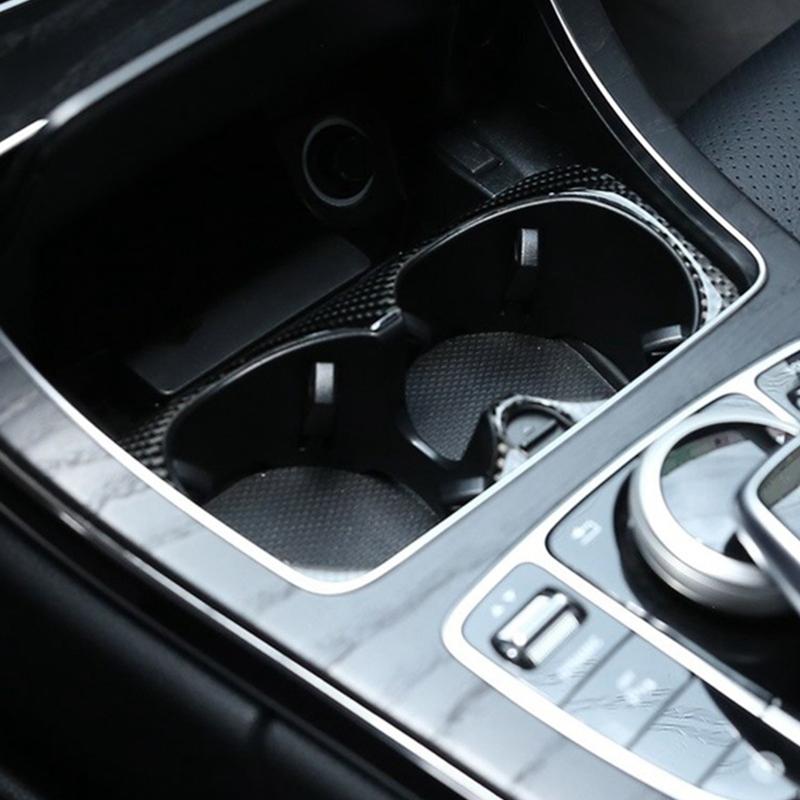 Изображение товара: Для Mercedes Benz W205 C Class C180 C200 C300 GLC аксессуары из углеродного волокна для салона автомобиля подстаканник рамка отделка наклейки