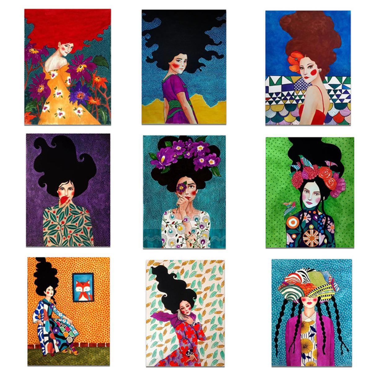 Изображение товара: Винтажный постер с изображением девушек, волнистых точек мира, Картина на холсте, настенное искусство, украшение для гостиной, дома
