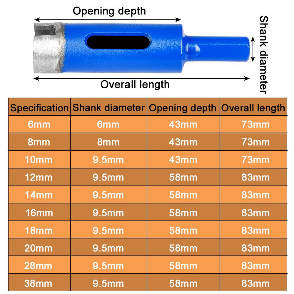 Изображение товара: 10 шт. 6-38 мм Алмазное отверстие пилы сверло фарфоровое Мраморное пустотелое сверло Керамическая плитка нож резак инструмент