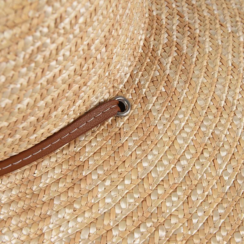 Изображение товара: Шляпа Соломенная женская, с широкими полями и кожаной повязкой, летняя