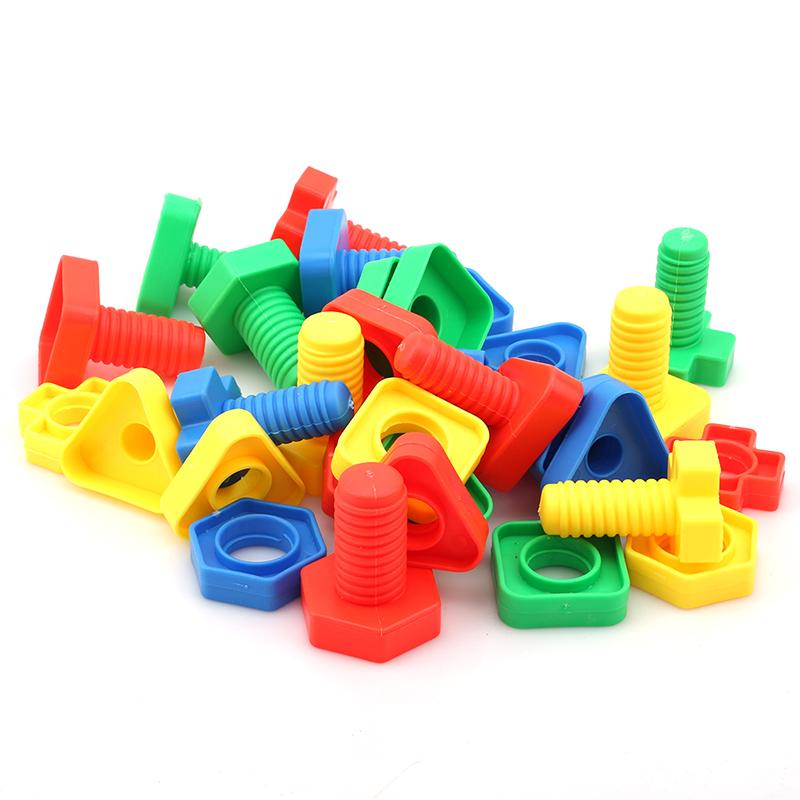 Изображение товара: Обучающие игрушки Diy пластмассовый вставной блок Монтессори винт для игрушки строительные блоки для детей ореховые формы масштабные модели