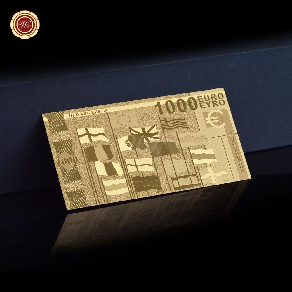 Изображение товара: WR Поддельные Банкноты 1000 евро Золотая фольга банкноты с Coa рамкой невалютный реквизит банкноты для банкнот наборы подарок на день рождения