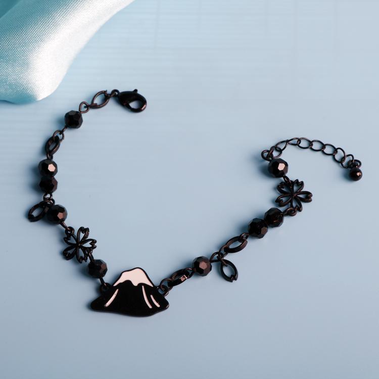 Изображение товара: Креативные браслеты с подвесками в стиле панк, гора, цветок, черные бусины, браслеты ручной работы, ювелирные изделия с подвесками силиконовые браслеты