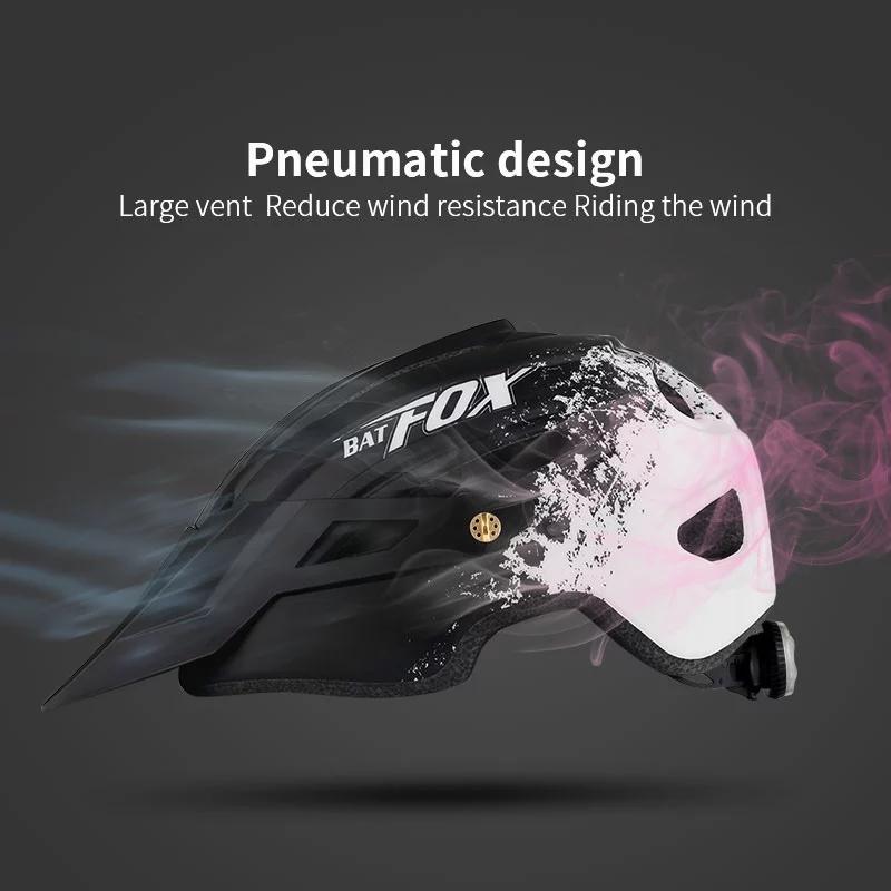Изображение товара: Шлем велосипедный Batfox для мужчин и женщин, спортивный защитный шлем для езды на горном велосипеде, легкая форма