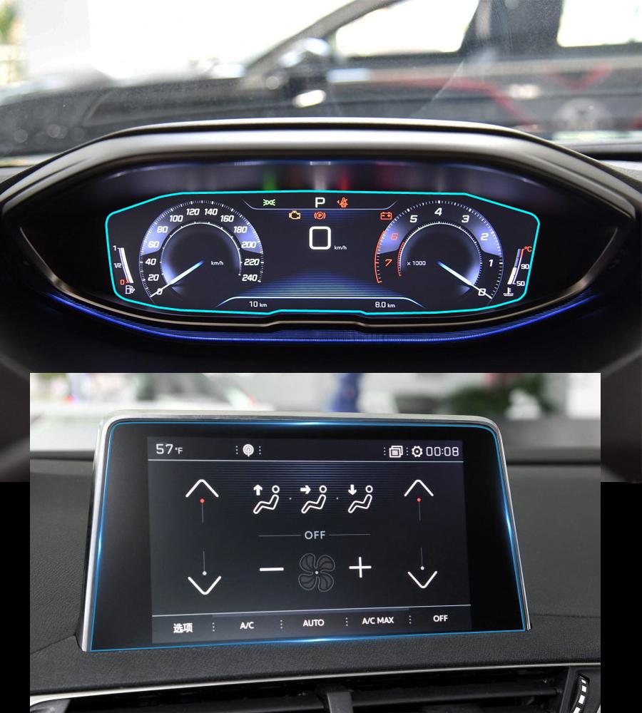 Изображение товара: Закаленное стекло для автомобильной навигации, Защитная пленка для ЖК-экрана, наклейка, защита приборной панели для Peugeot 3008 5008 2017 2018, аксессуары