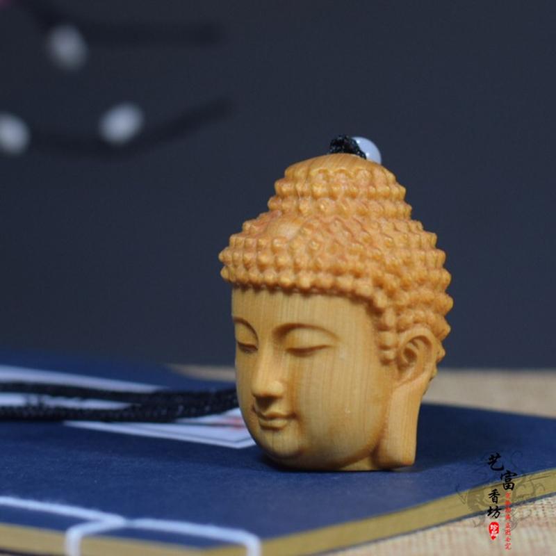 Изображение товара: XS160-5.5CM резной туя резьба по дереву статуэтки статуя бодхисаттвы домашний декор в форме головы Будды Скульптура