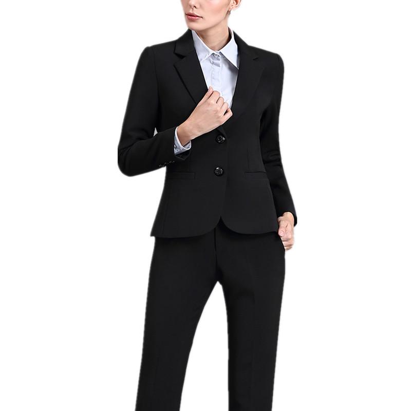 Изображение товара: Профессиональная женская Деловая одежда для офиса, женский костюм из двух предметов, пиджак + брюки, женские брюки, костюмы на заказ