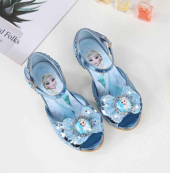 Изображение товара: Сандалии детские летние блестящие на высоком каблуке для девочек