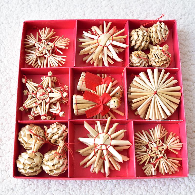 Изображение товара: Мини-набор, кулон-украшение для рождественской елки натуральная пшеница, Рождественское украшение, 1 комплект