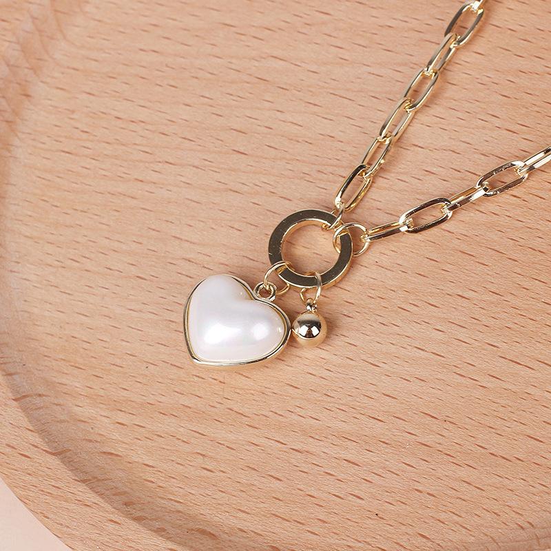 Изображение товара: Жемчужина в стиле барокко ожерелья для женщин свадебные золотые звенья цепочка жемчужное Сердце ожерелье женский подарок на день рождения