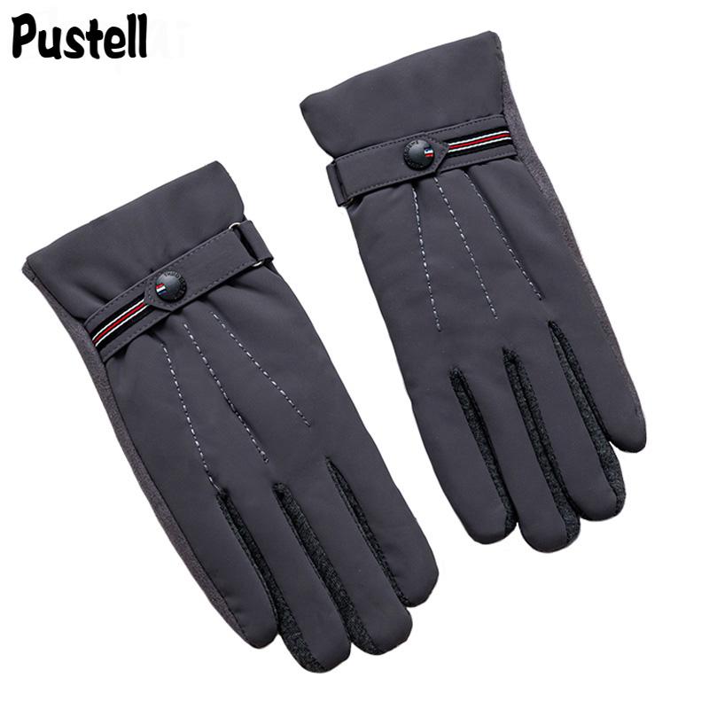 Изображение товара: Зимние ветрозащитные перчатки, мужские теплые велосипедные перчатки, утолщенные перчатки для сенсорного экрана, мужские перчатки с пряжкой для вождения