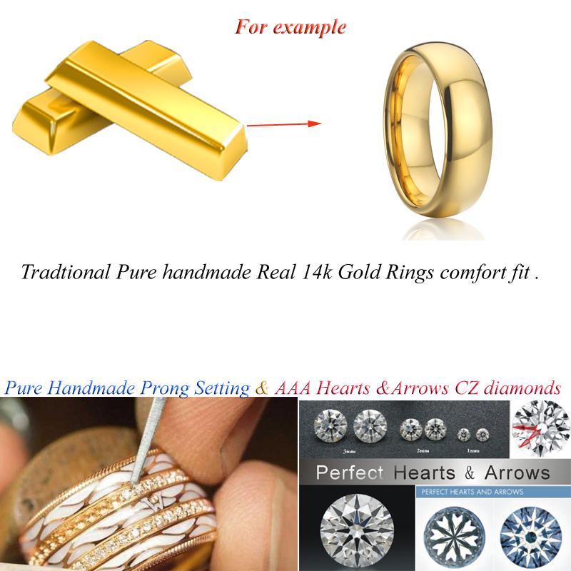 Изображение товара: Name Custom AU585 Real 14k gold couple wedding rings for men and women Classic Lover's Alliance marriage finger ring