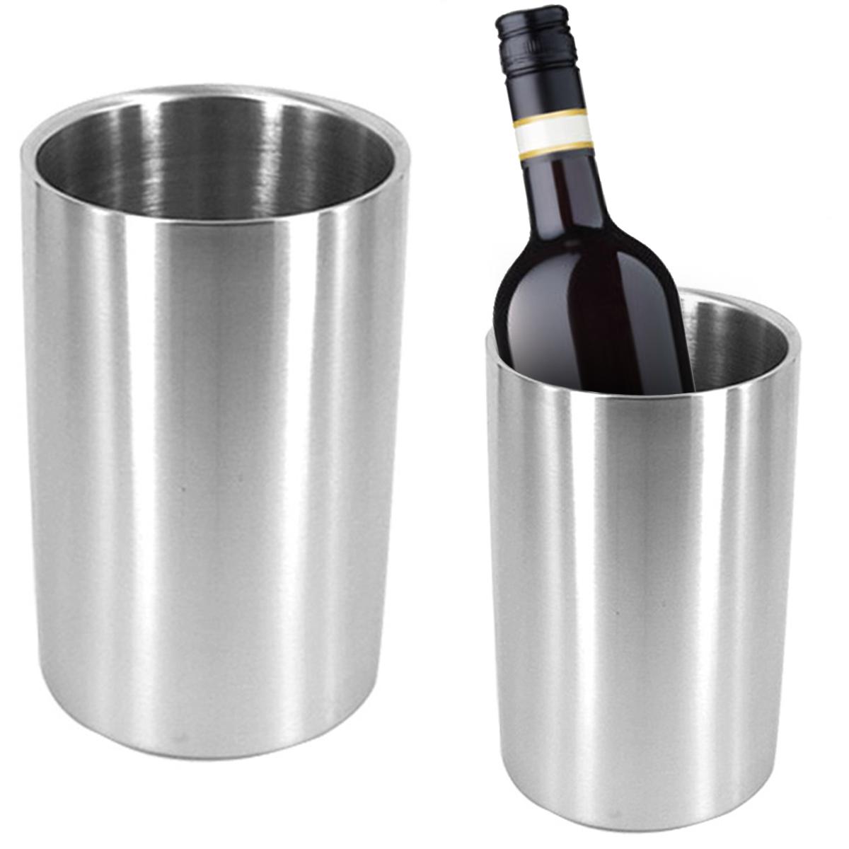 Изображение товара: Изолированный охладитель вина с двойной стенкой, безводный охладитель вина, ведро для шампанского, барная посуда из нержавеющей стали