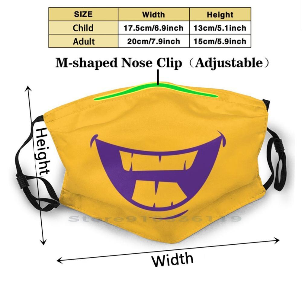 Изображение товара: Фиолетовая открытая улыбающаяся мультипликационная маска для рта многоразовая маска для лица с фильтром детская фиолетовая улыбающаяся открытая улыбка для рта