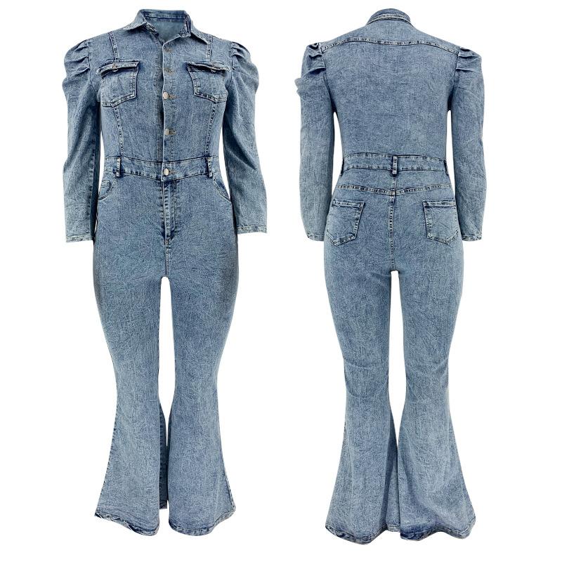 Изображение товара: Женский джинсовый комбинезон с длинным рукавом, модные сексуальные уличные комбинезоны, женские зимние комбинезоны, женские облегающие комбинезоны