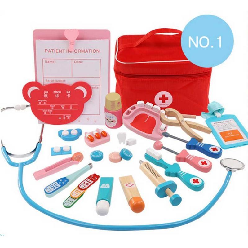 Изображение товара: Детский игрушечный набор доктора, Прочный инструмент для инъекций медсестры, деревянная коробка для моделирования, крепкий Подарочный чехол