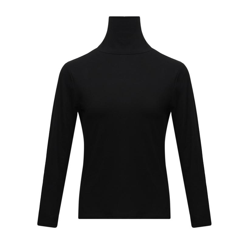 Изображение товара: Корейская рубашка в стиле Харадзюку с длинными рукавами, Женские однотонные приталенные рубашки с высоким воротником, Черные блузки Для Подружек
