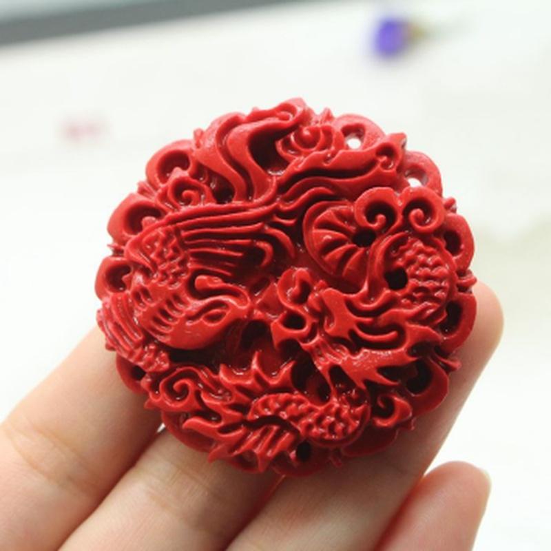 Изображение товара: Китайский красный Vermilion Дракон ожерелье с Фениксом кулон счастливое очарование ювелирные изделия