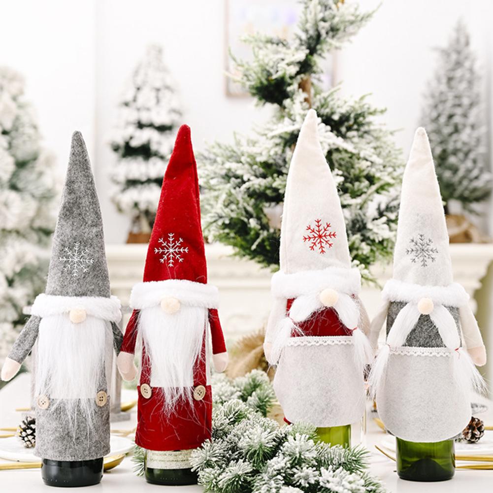 Изображение товара: Новый год Рождество Санта Клаус крышка бутылки вина снеговик чулок держатели Рождественский подарок украшения для дома